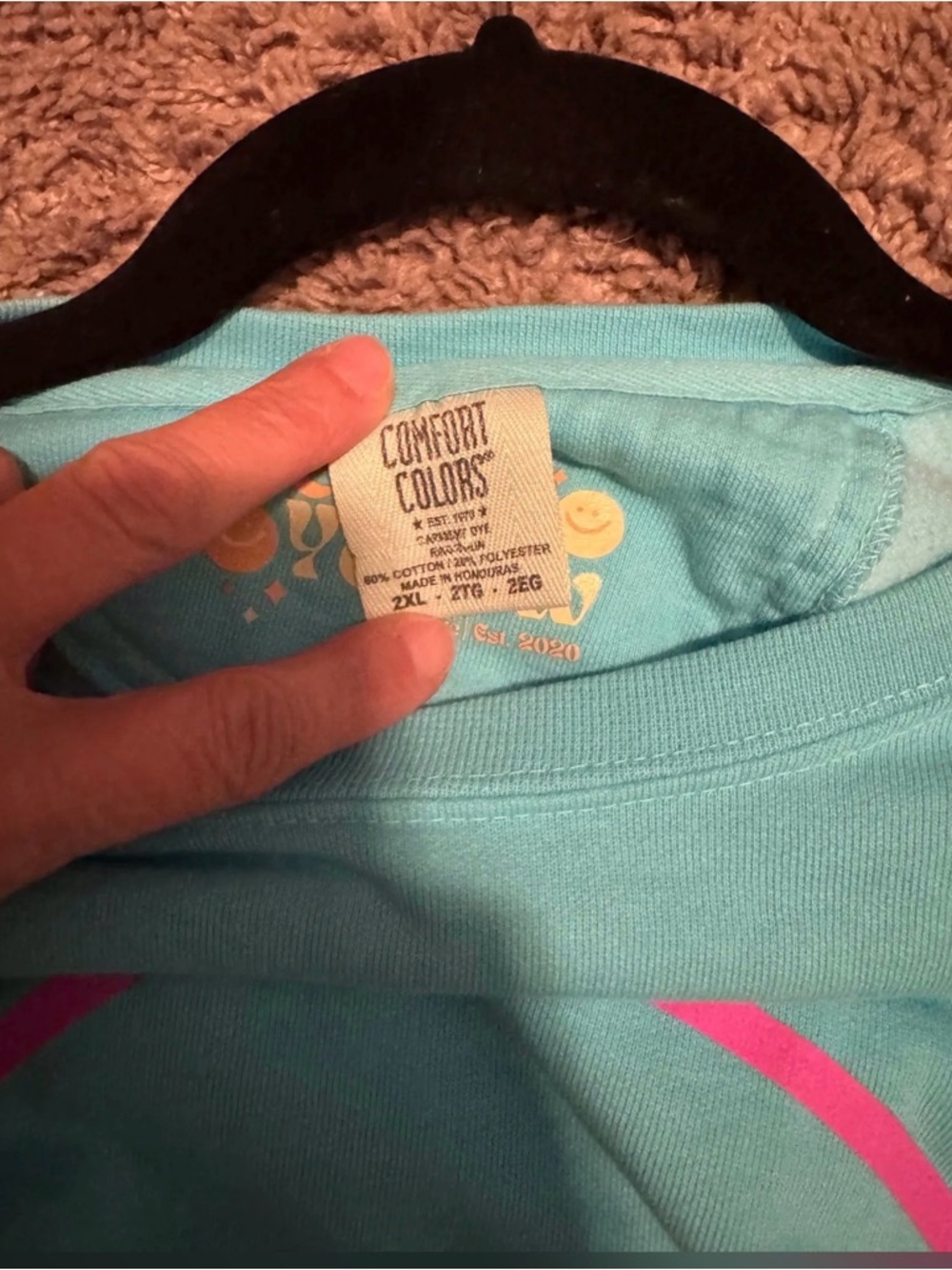 Be The Yellow/Comfort Colors Relaxed Aqua Sweatshirt with Pink Smile Graphic - Picture 5 of 5
